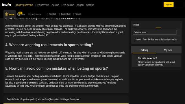 Bwin - casino utländska screenshot
