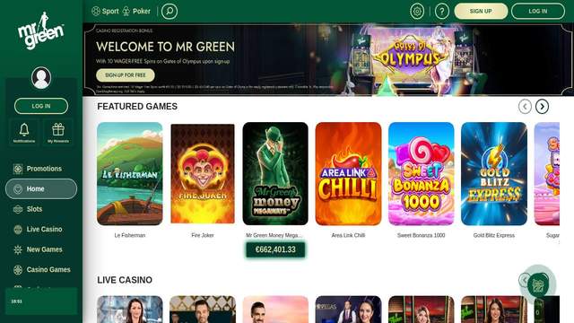 Mr Green - casino utländska screenshot